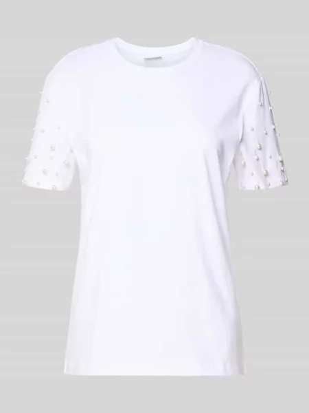 T-shirt z okrągłym dekoltem i perłami Jake*s Casual biała