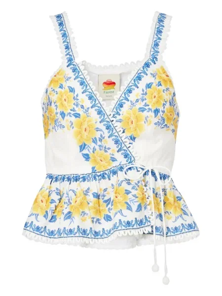 Bluzka Farm Rio w kwiatki z nadrukiem biała