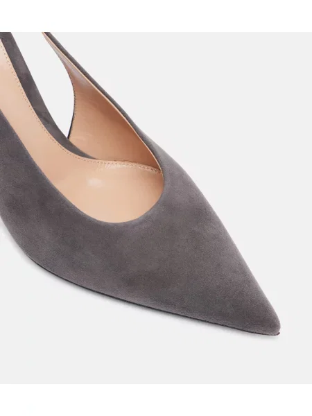 Pantofi cu toc Gianvito Rossi din piele de căprioară slingback gri