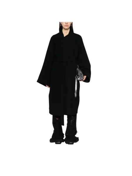 Płaszcz Rick Owens z dekoltem w serek czarny