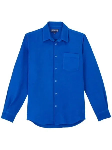 Lněná košile Vilebrequin s výšivkou černá