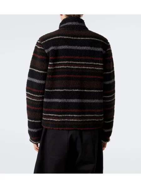 Vlnený pruhovaný kardigán Moncler čierna