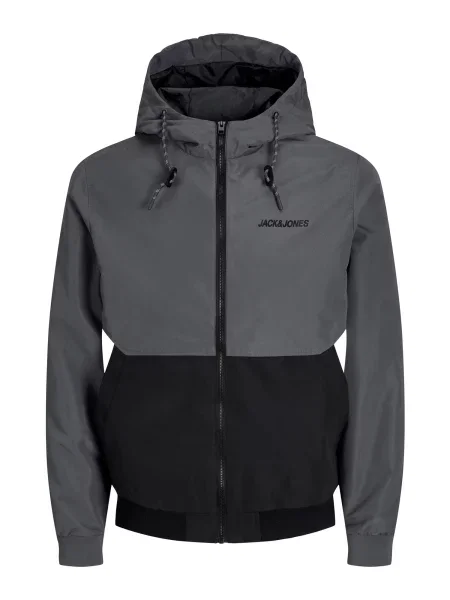 JACK & JONES Geacă de primăvară-toamnă JJERush gri închis / negru alb
