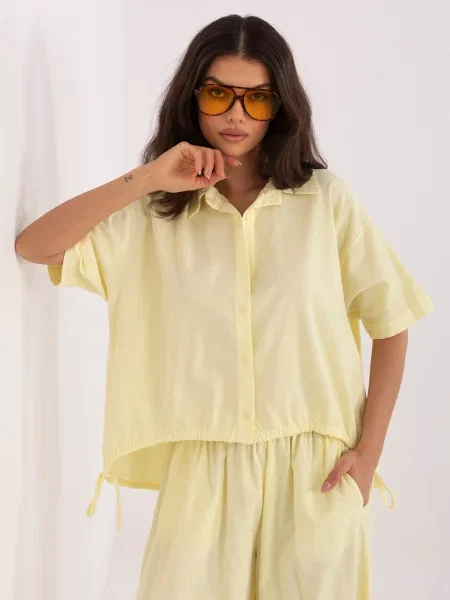 Cămașă Italy Moda de catifea galben