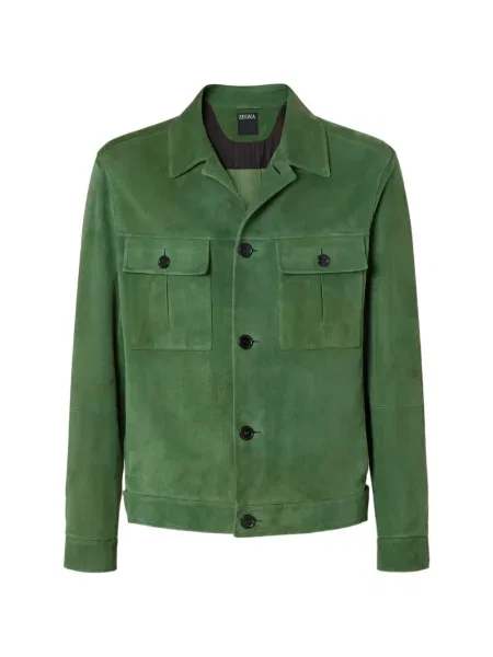 Geacă Zegna din piele de căprioară verde