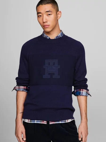 Светр Tommy Hilfiger з круглим вирізом синій