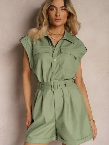 Salopetă cu cu Mânecă Scurtă și din Tiamante verde