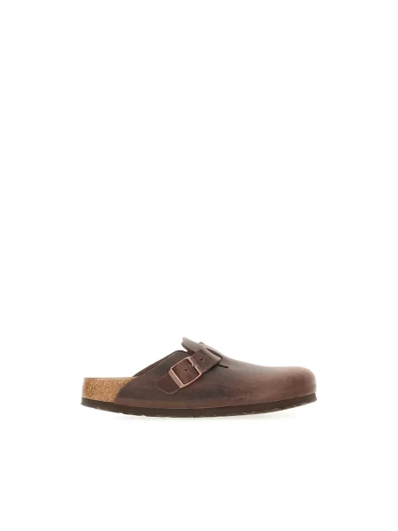 Klapki Birkenstock skórzane brązowe