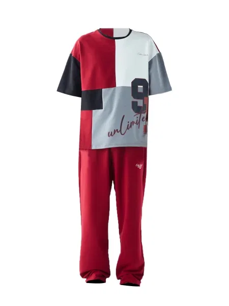 VAMOS CLO Kalhoty Bedford červeň burgundská