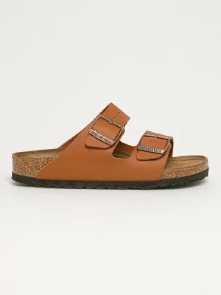 Birkenstock Papucs Arizona bőr hozzáadásával | narrow fit soft footbed barna