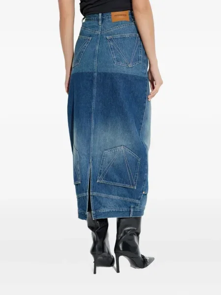 Fustă din denim Vetements până la genunchi albastru