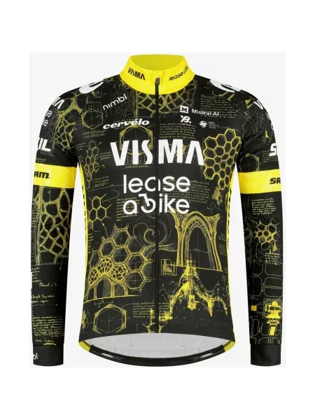 Koszulka rowerowa damska Team Visma Lease a Bike Tour de France Replica z długim rękawem żółty XS czarny