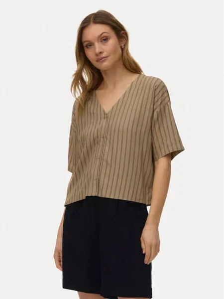 VERO MODA Blúzka VMROSIE brokátová / striebornosivá hnedá