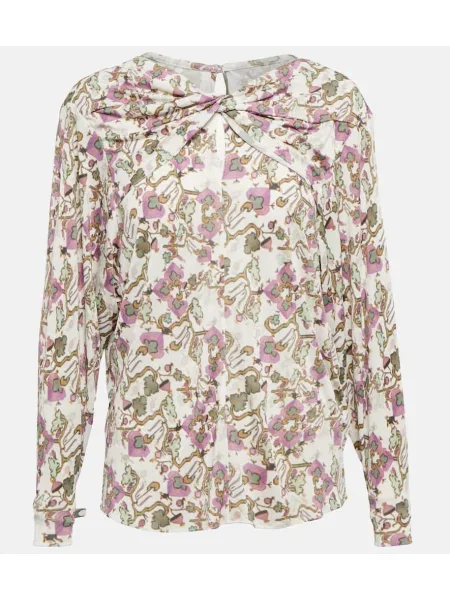 Top Isabel Marant cu imagine din jerseu alb