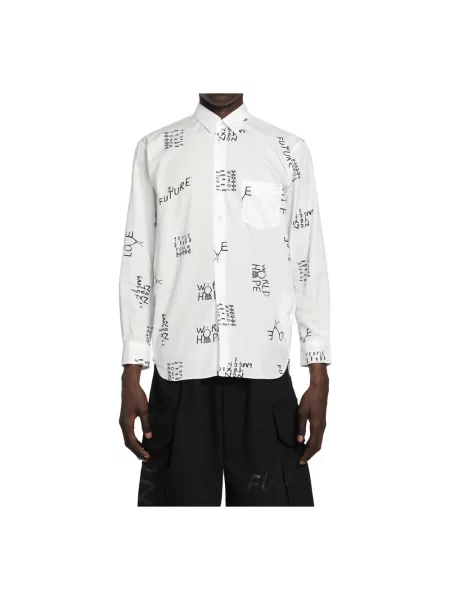 Koszula Comme Des Garcons z nadrukiem biała