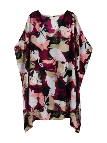 Bonprix Rochie de plaja kaki / mov zmeură / negru alb