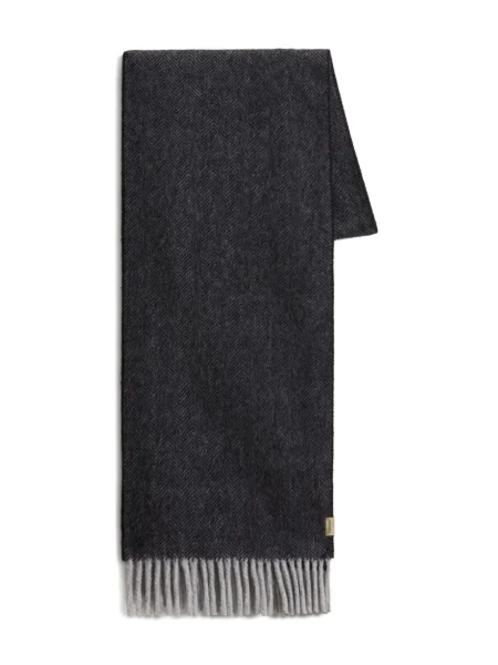 Fular Woolrich cu franjuri în carouri gri