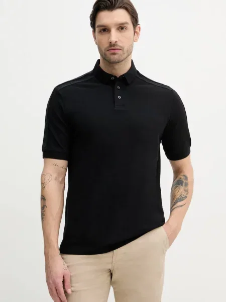 Тениска с яка Armani Exchange с апликация черно