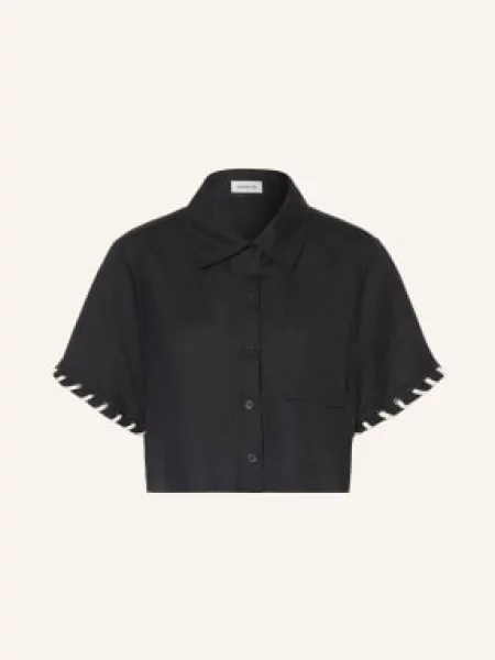 Simkhai Krótka Koszula Auggie Z Lnu schwarz czarna