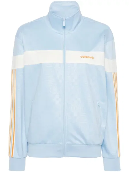 Dzianinowa bluza Adidas prążkowana zielona