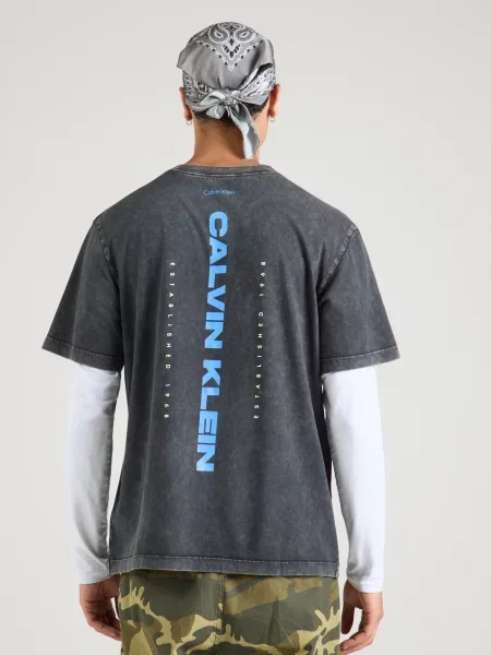 Calvin Klein Jeans Tričko svetlomodrá čierna