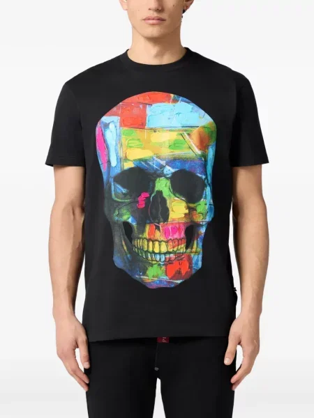 Tricou Philipp Plein cu decolteu rotund negru