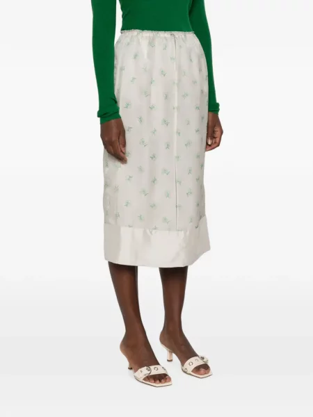 Fustă midi Carven cu model floral cu imagine alb