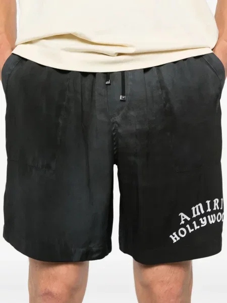 Pantaloni scurți Amiri cu broderie de mătase negru