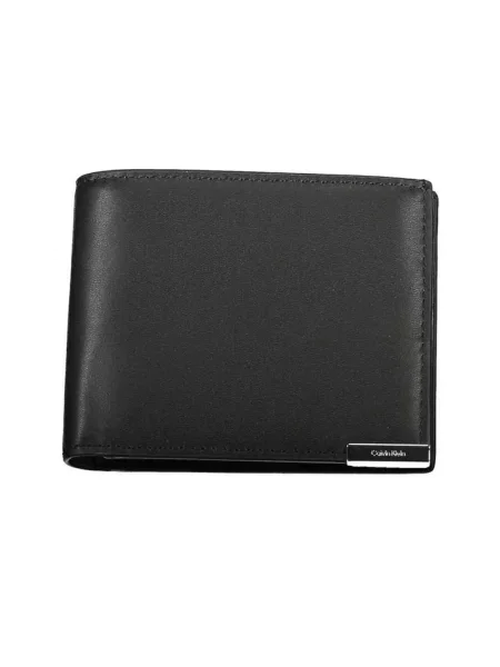 Lniany portfel Calvin Klein czarny