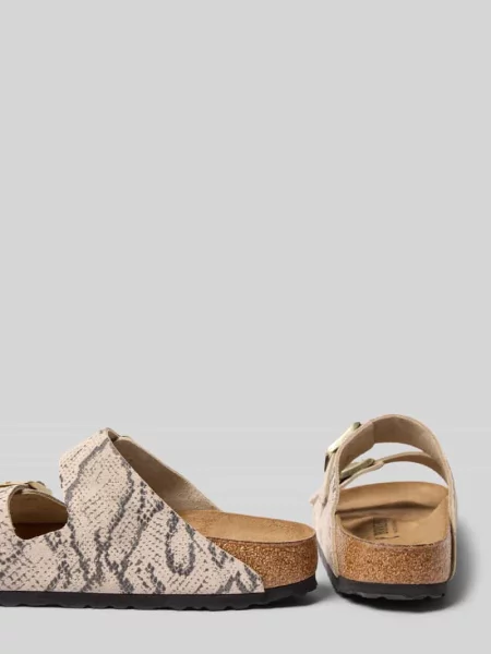 Birkenstock Arizona Suede Leather Snake klapki zamszowe białe