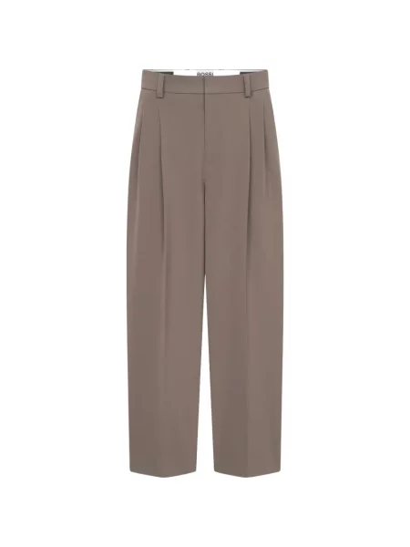 Spodnie z plisami Rossi brązowe