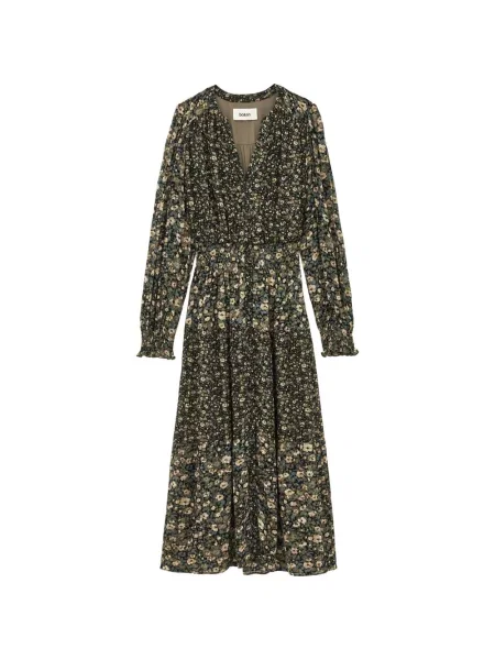 Lung rochie midi Ba&sh cu model floral cu imagine negru