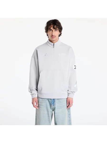Половин цип суитчър Adidas Performance с принт сиво