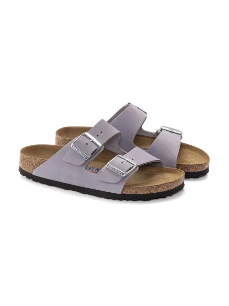 Klapki Birkenstock skórzane klasyczne fioletowe