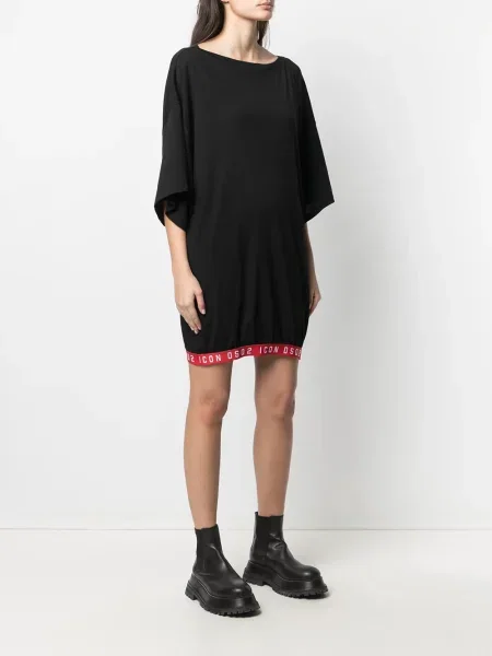 Rochie tip cămașă Dsquared2 cu autograf negru