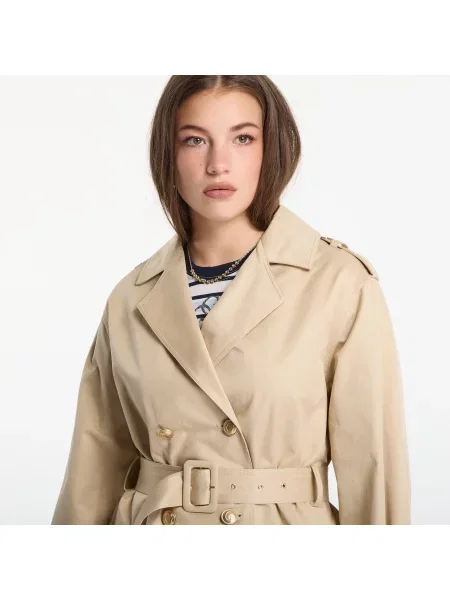 Trencz o skróconym kroju z kołnierzem z połami model Fatou' Guess brązowy