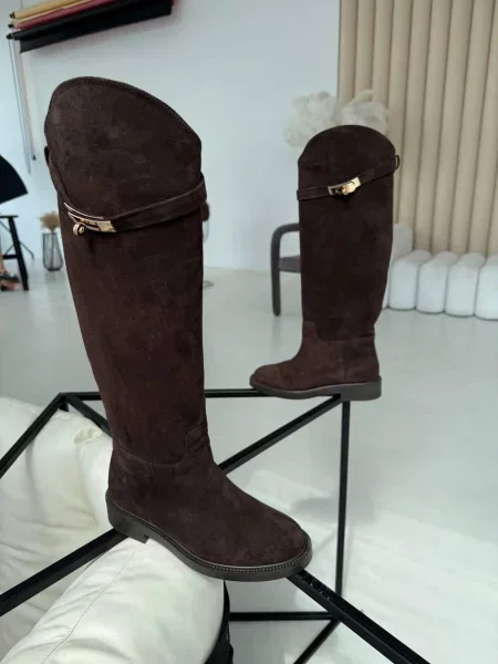 Замшевые сапоги 105.store коричневые