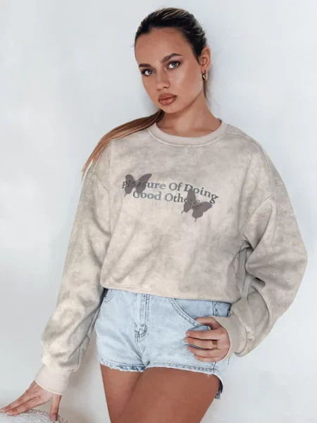 Bluza oversize tie-dye w motyle SPARKI Dstreet szara