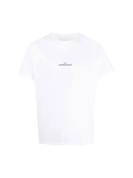 Koszulka Maison Margiela z logo z krótkim rękawem z dekoltem w kształcie litery U biała