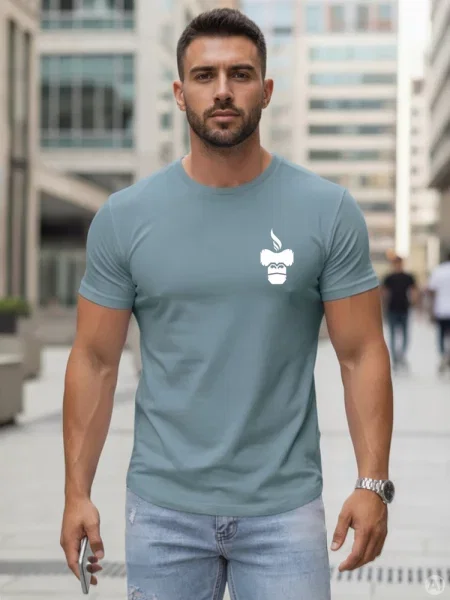 T-shirt z minimalistycznym nadrukiem petrol Dstreet