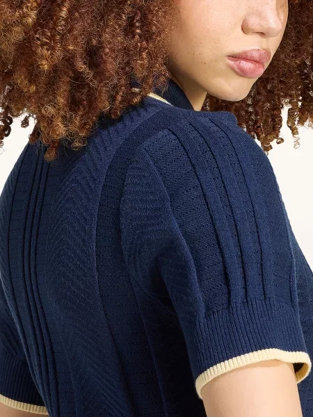 Adidas Originals Pletená Polokošile Cable Knit Cali tmavě modrá bílá