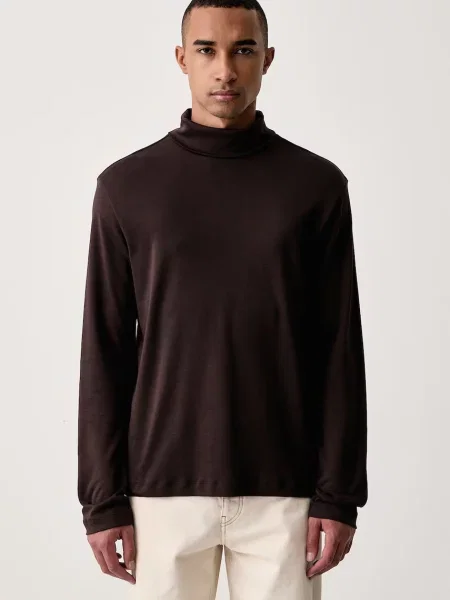 Tricou cu mânecă lungă Calvin Klein maro