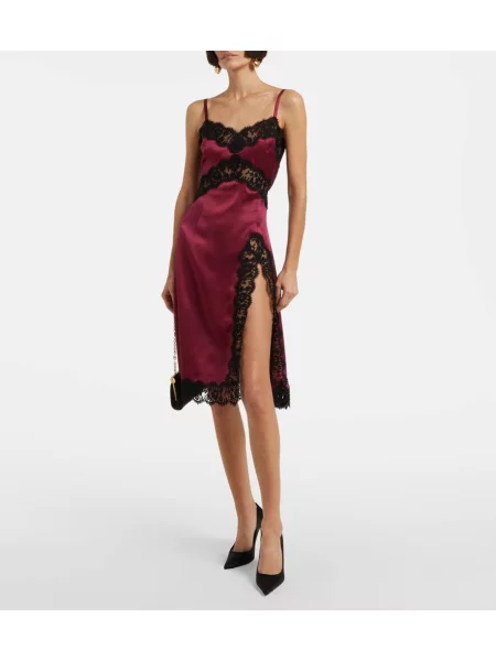 Rochie midi Dolce&gabbana de mătase până la genunchi de costum roșu
