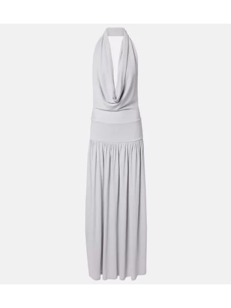 Rochie maxi Aya Muse cu gât halter de costum albastru