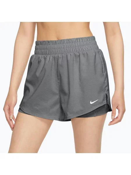 Дамски шорти Nike One Dri-Fit с висока талия 3“ smoke grey/heather/white бяло