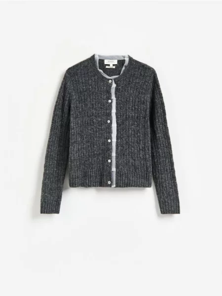 Reserved Cardigan cu amestec de lână gri-închis gri