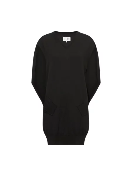 Sukienka mini Mm6 Maison Margiela z dekoltem w serek czarna