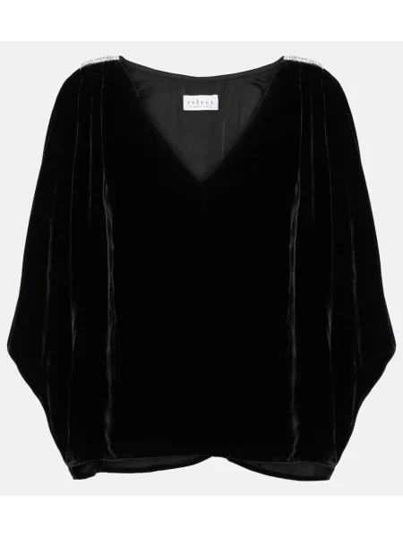 Top Velvet de catifea negru