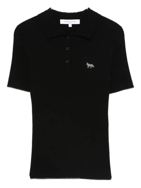 Polo Maison Kitsune tricotate negru