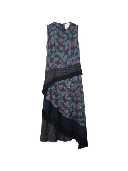 Rochie midi 3.1 Phillip Lim asimetrică albastru
